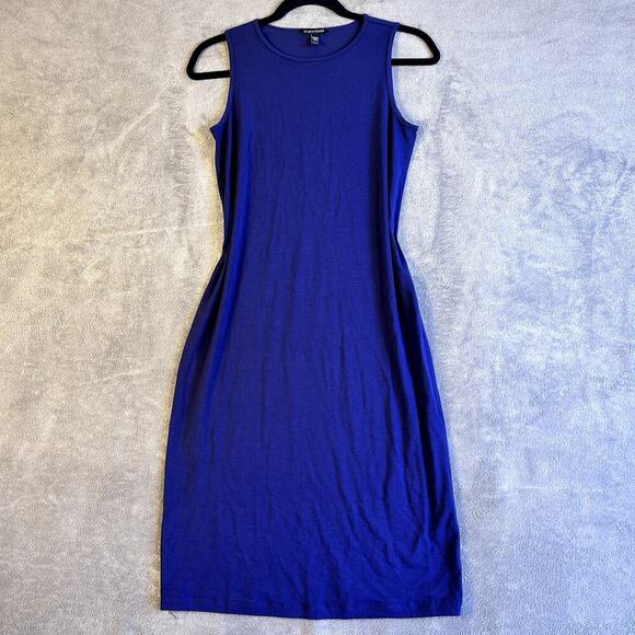 Eileen Fisher Women’s Navy Blue Shift Dress PP Petite Minimalist Sleeveless - Picture 1 of 9